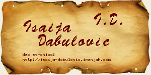 Isaija Dabulović vizit kartica